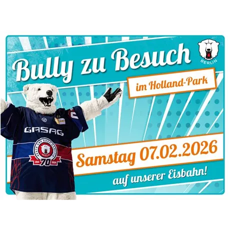 Bully von den Eisbären Berlin auf der Eisbahn im Holland-Park
